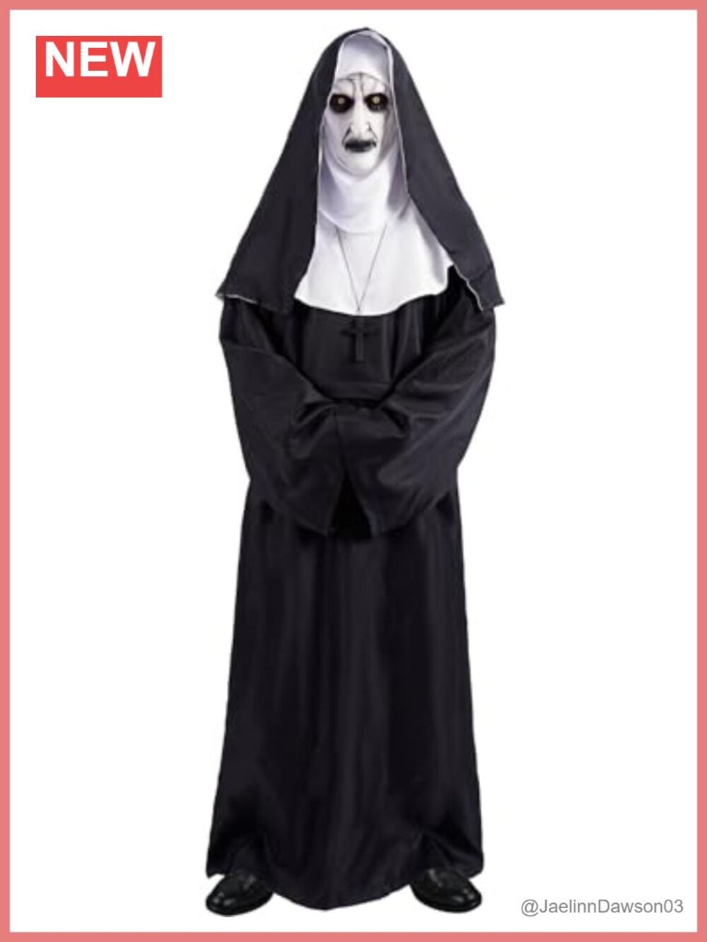 Deluxe Scary Nun Costume Set with Mask for Adults